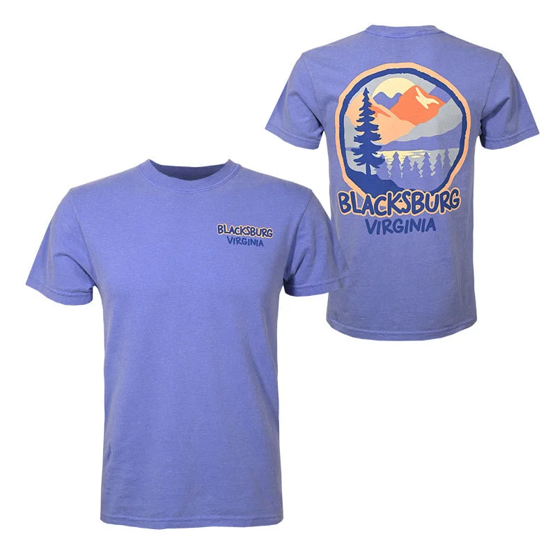 Blacksburg Marker Mountains Comfort Colors T-Shirt: Flo Blue