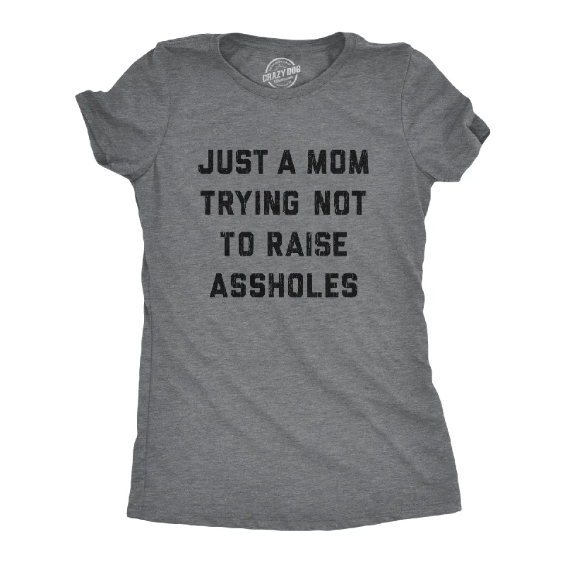 Just A Mom Trying Not To Raise Assholes Women's T Shirt