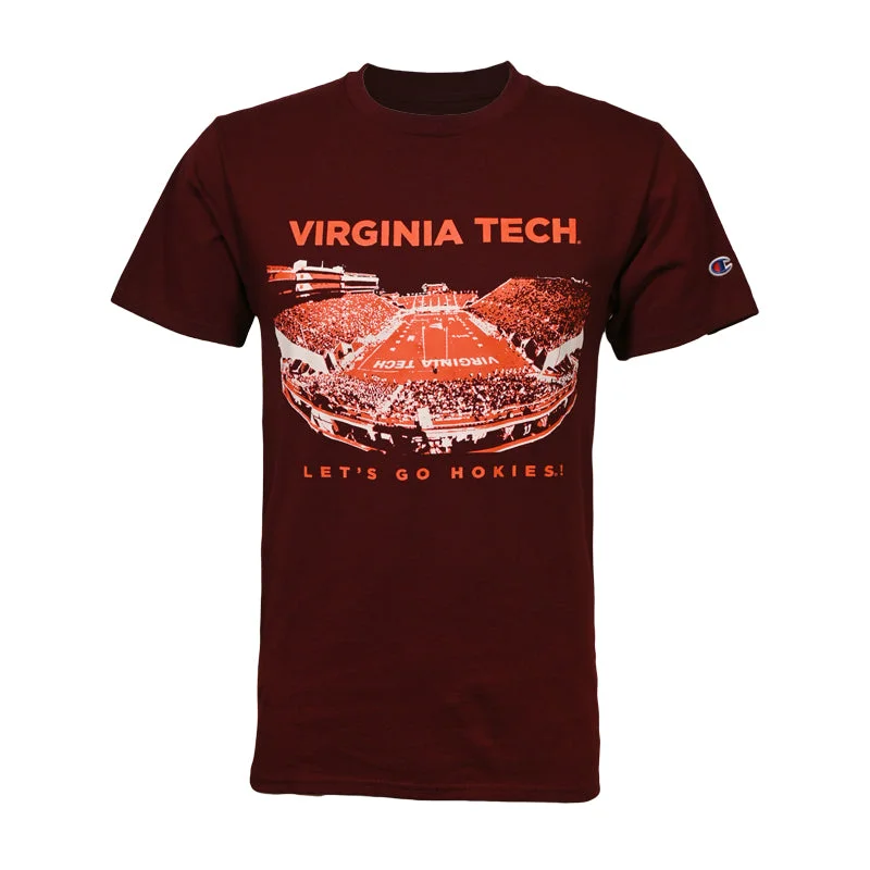 Virginia Tech Aerial Stadium T-Shirt: Maroon by Champion