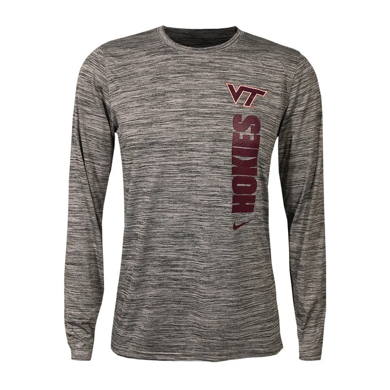 Virginia Tech Men's Team Issue Dri-FIT Velocity Long-Sleeved T-Shirt: Gray by Nike