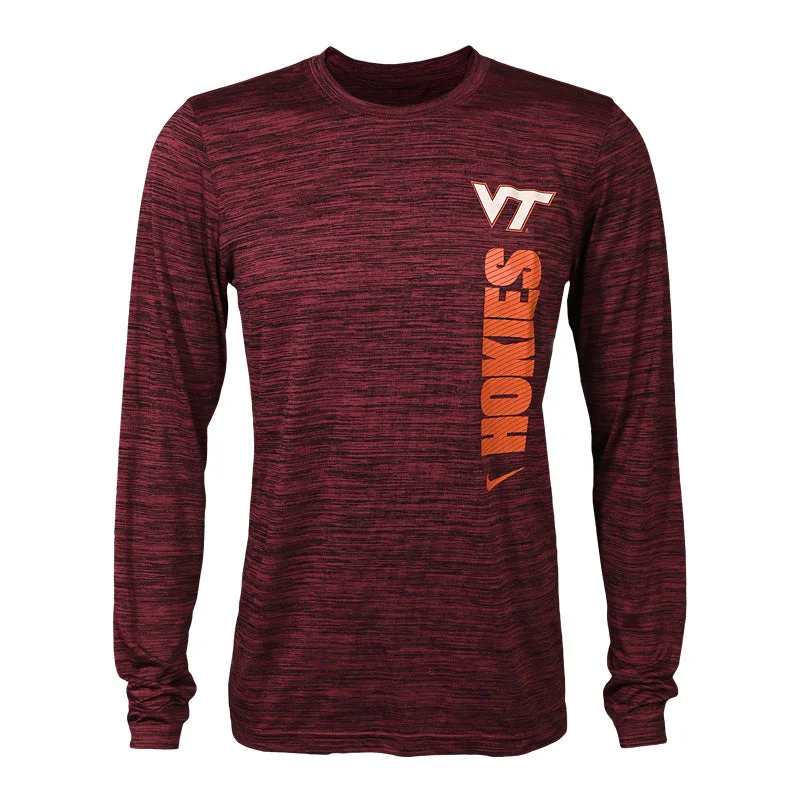 Virginia Tech Men's Team Issue Dri-FIT Velocity Long-Sleeved T-Shirt: Maroon by Nike