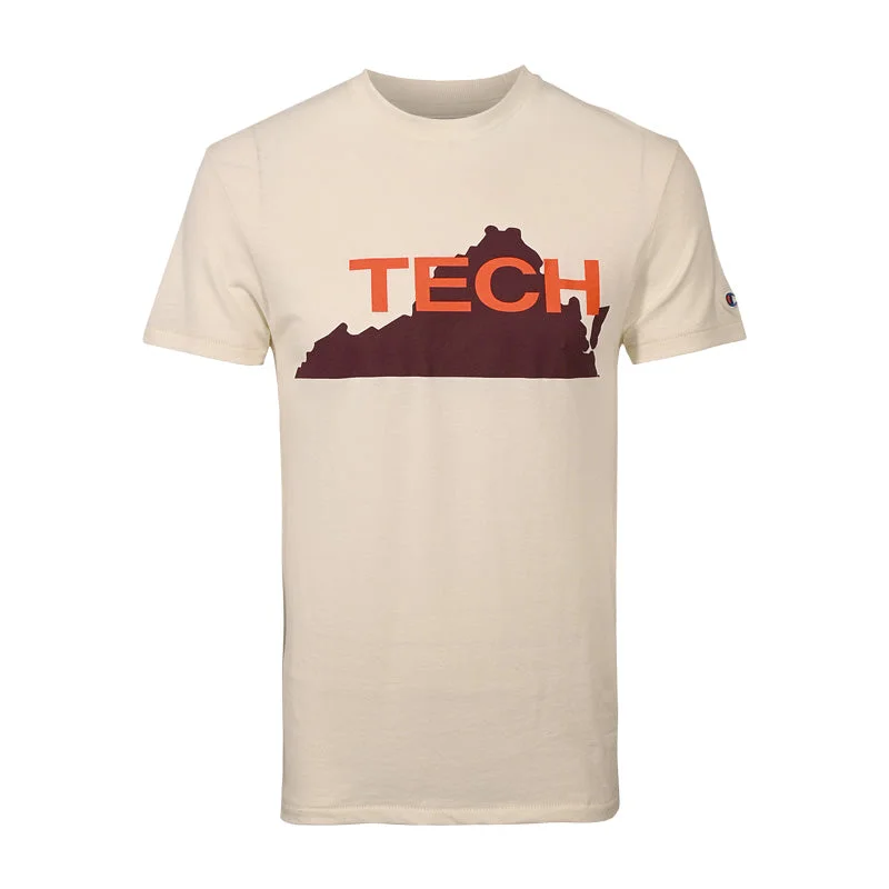 Virginia Tech Triumph Vault State Outline T-Shirt: White by Champion