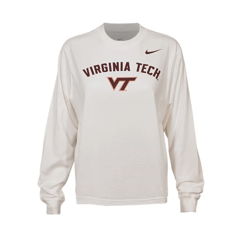 Virginia Tech Women's Cotton Long-Sleeved Boxy T-Shirt by Nike