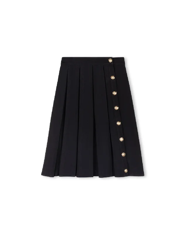 Panel Pleated Button Down Skirt