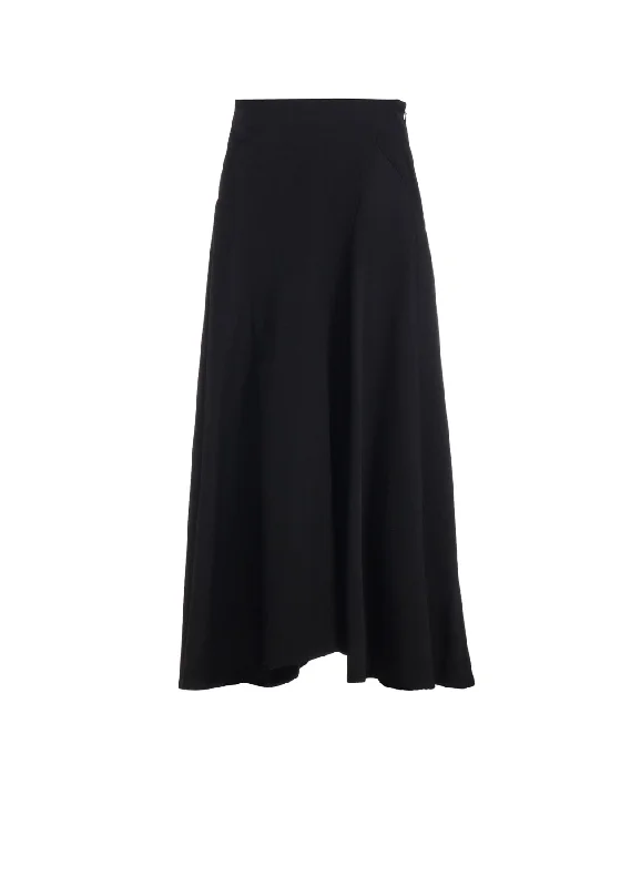 WOOL GABARDINE PANEL FLARE SKIRT