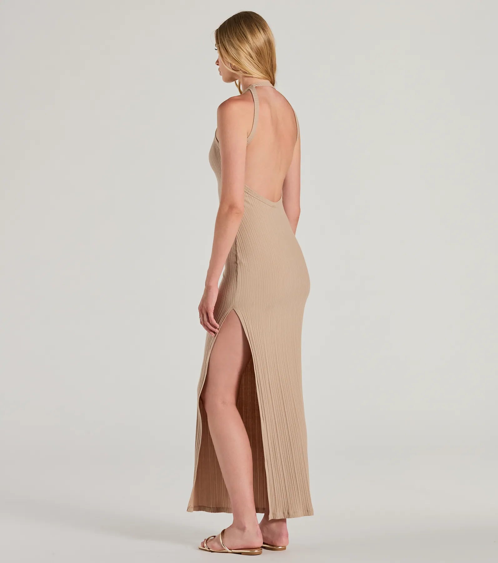 Fall Into Fashion Crew Neck Open Back Maxi Dress