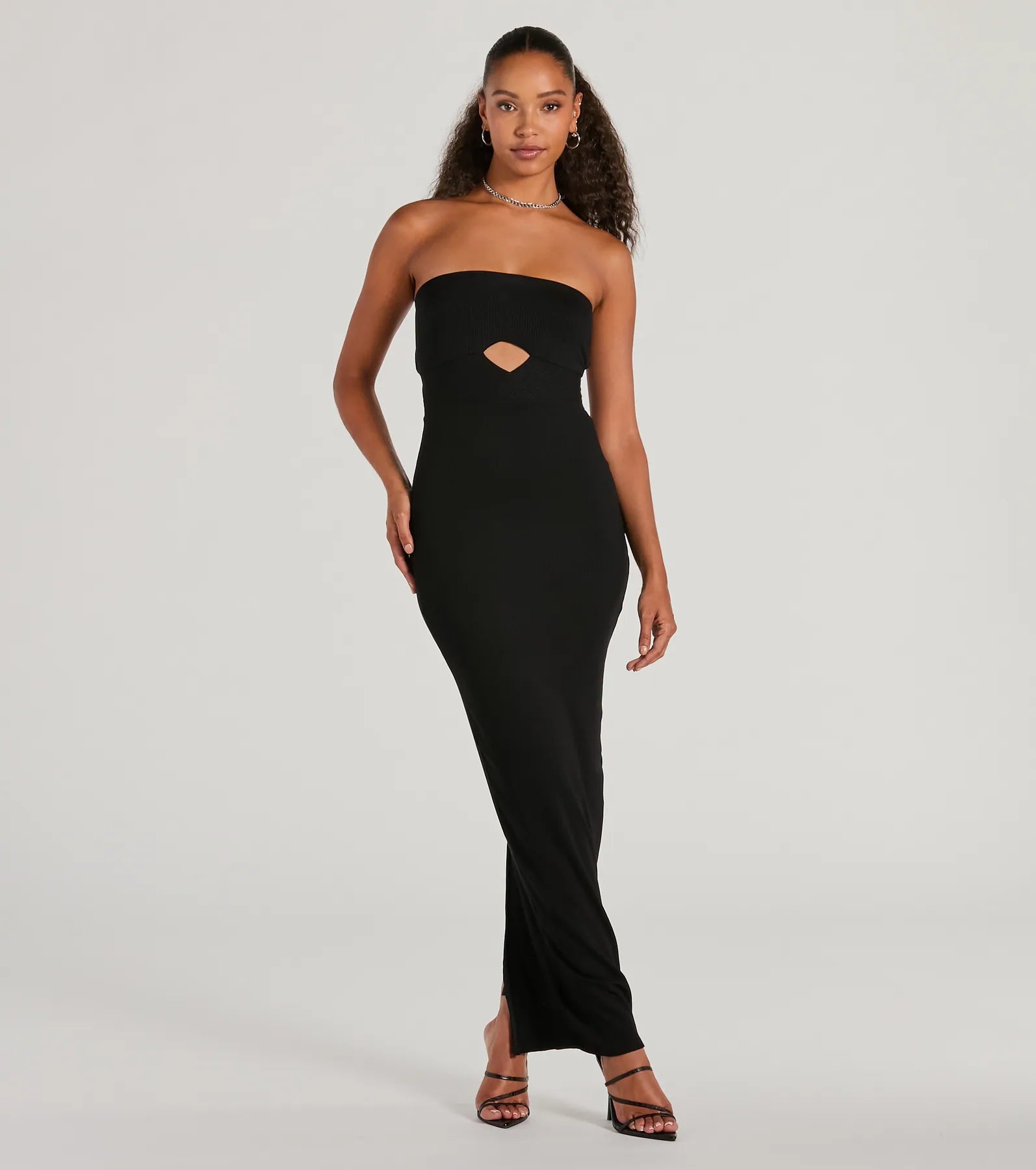 Never A Dull Moment Strapless Cutout Maxi Dress