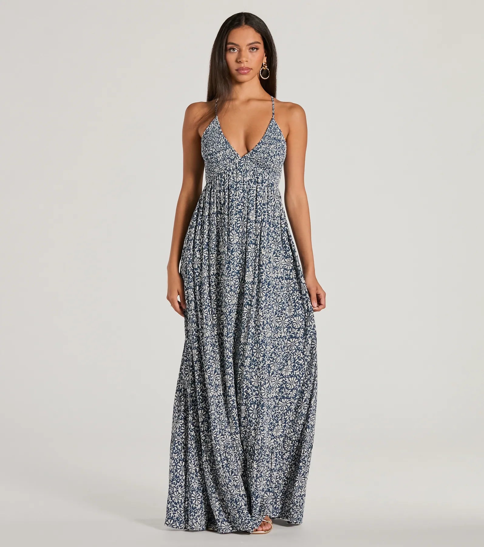 Stroll The Beach V-Neck Floral Paisley Maxi Dress