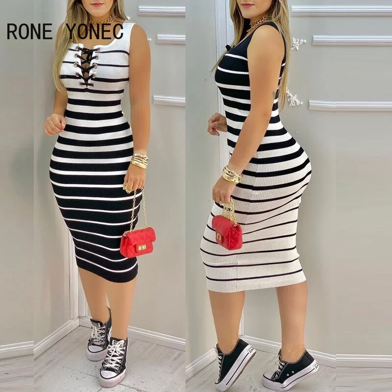 Striped Print Bodycon Dress