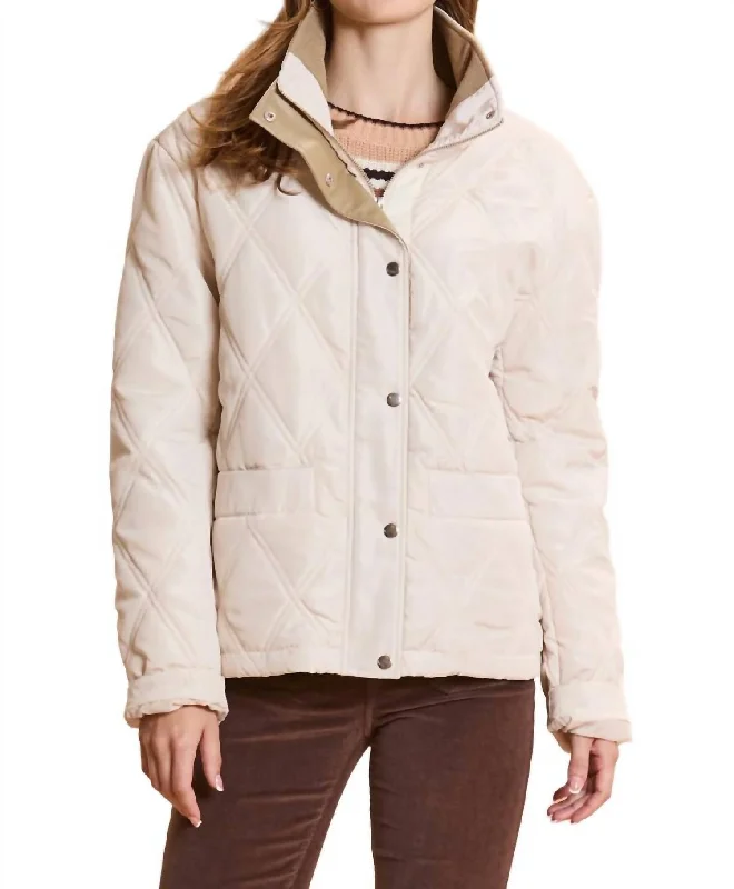 Oslo Quilted Car Coat In Beige