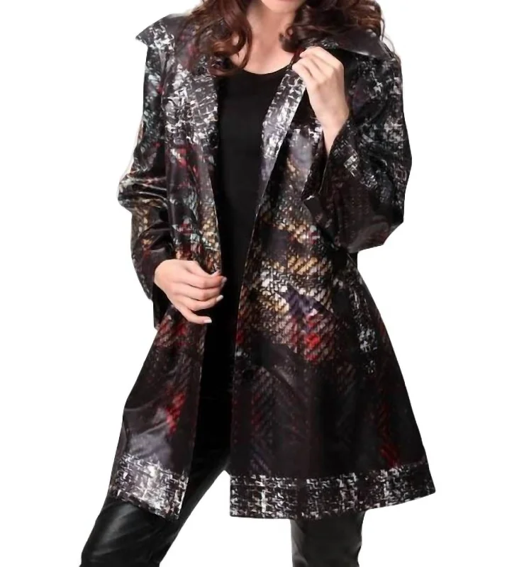 Snap-Front Rain Jacket In Black Multi